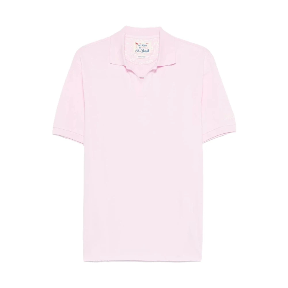 Mc2 Saint Barth Pink Polo Shirts, Male, L, Charles Piquet Stretch Polo