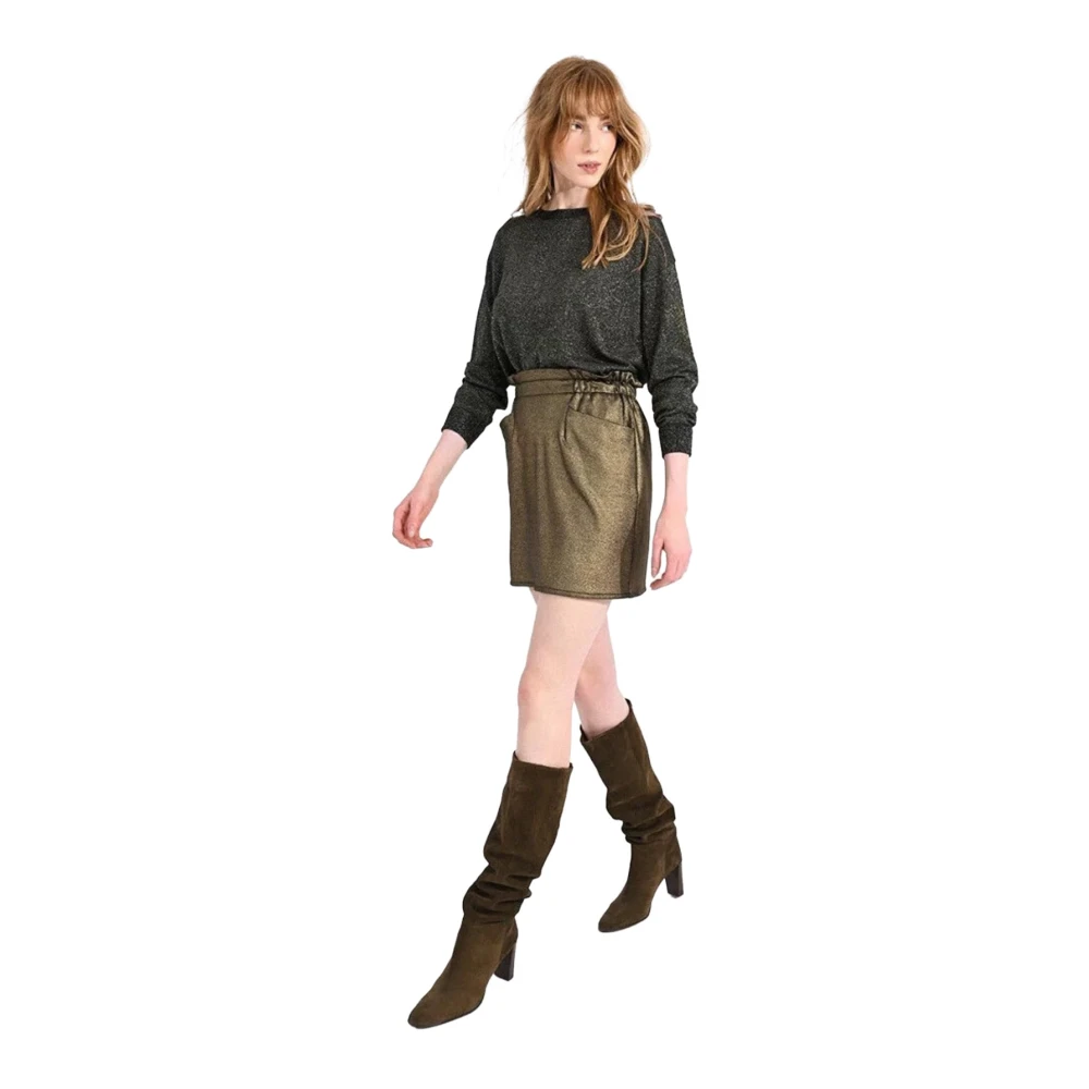 Molly Bracken Korte rechte lurex rok Gouden tinten Yellow Dames