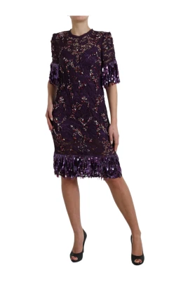 Floral Lace Crystal Embedded Sheath Dress