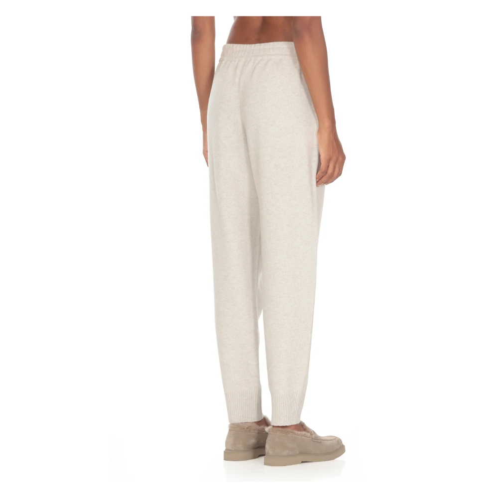 BRUNELLO CUCINELLI Ivoor Wolmix Elastische Taille Broek Beige Dames