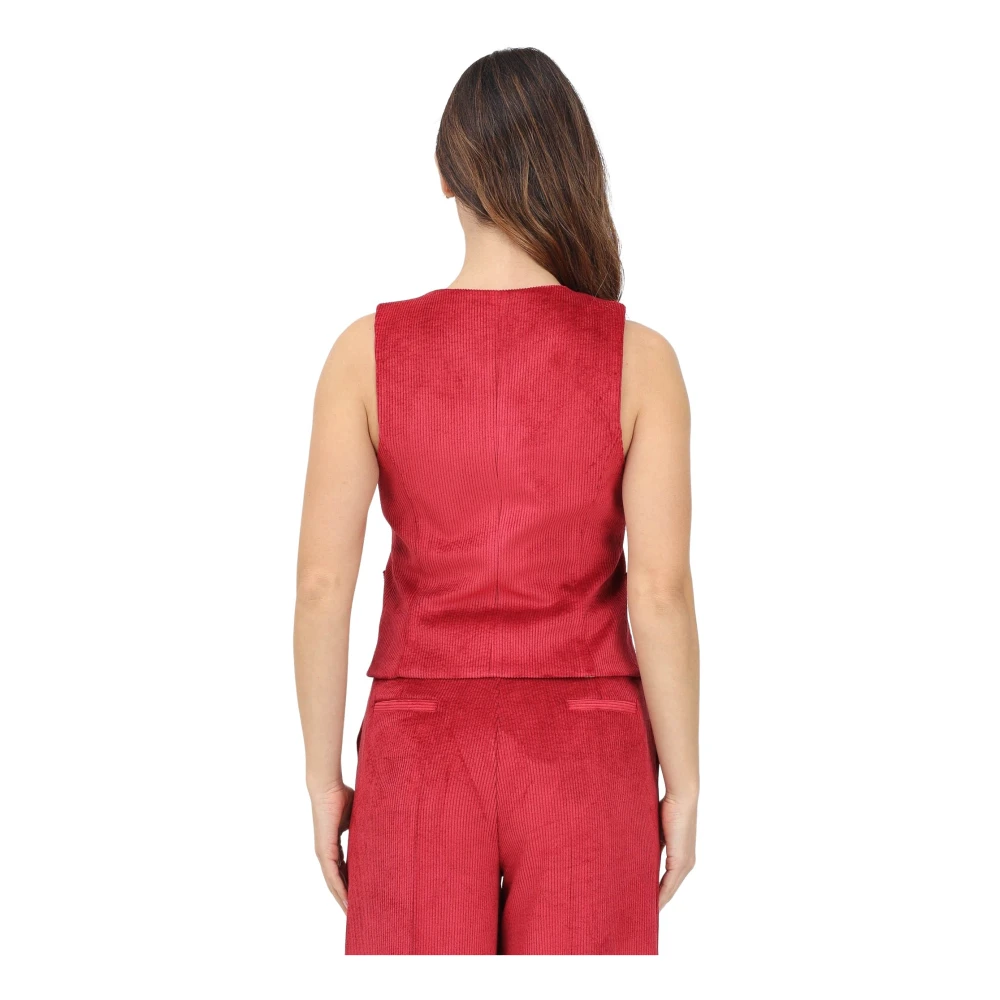 ViCOLO Bordeaux Fluweel Geribbelde Jas Red Dames