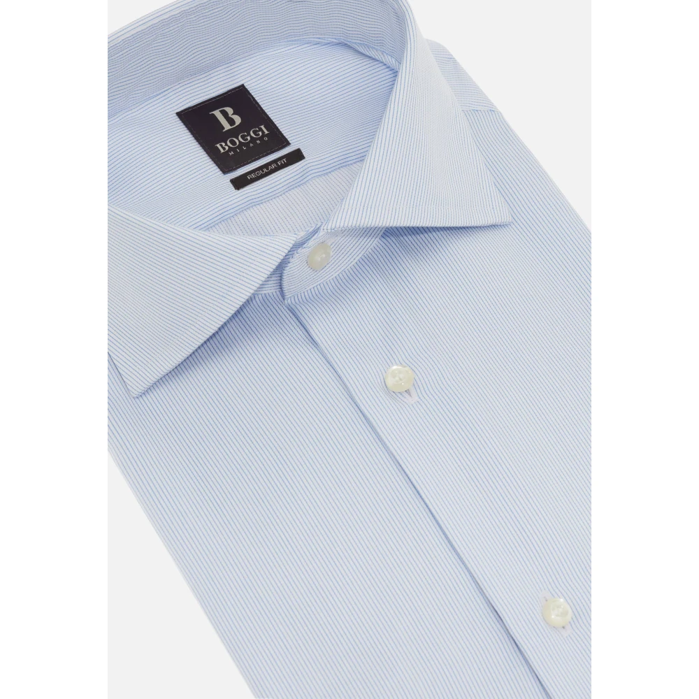 Boggi Milano Ultimate Non-Iron Gestreept Overhemd van Katoen Blue Heren