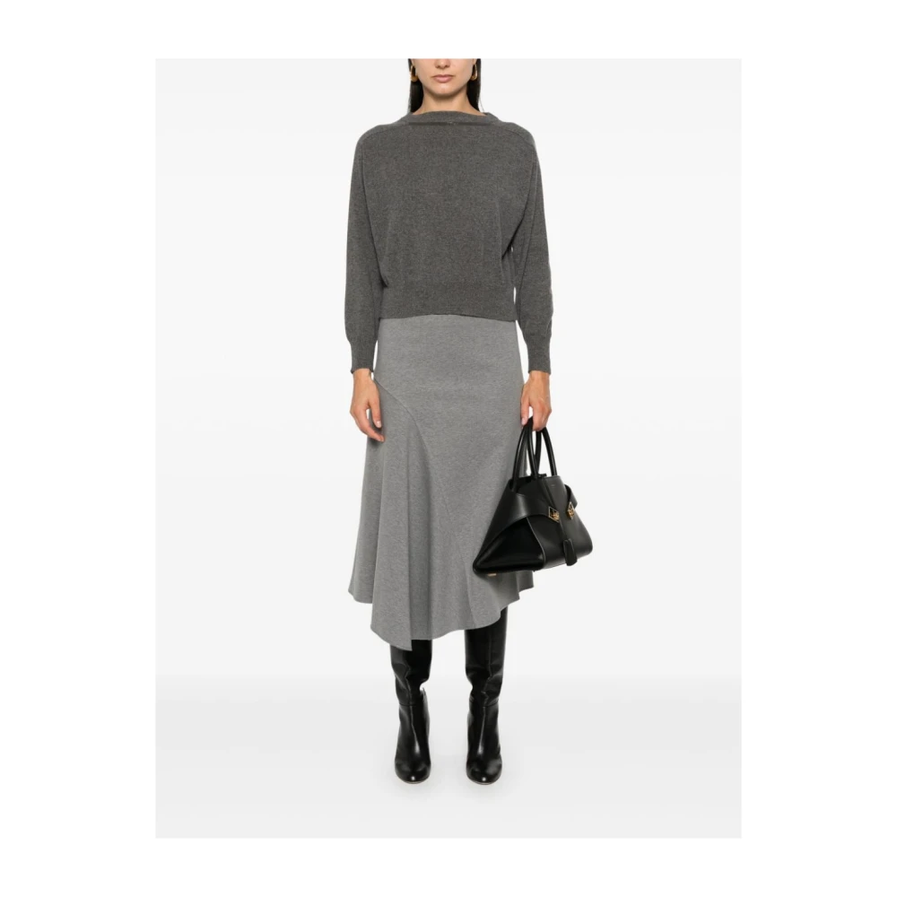 BRUNELLO CUCINELLI Kasjmier Gebreide Trui Monili Detail Gray Dames