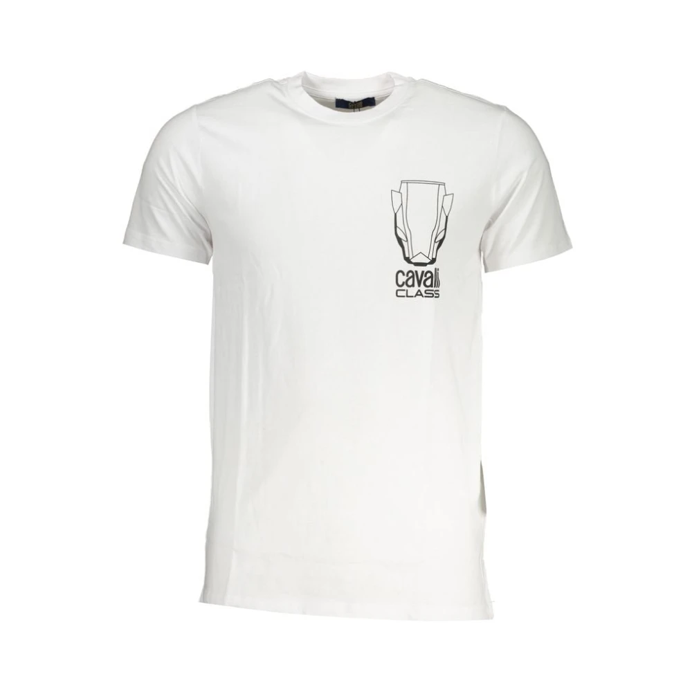 Cavalli Class Wit Katoen Logo Print T-Shirt White Heren