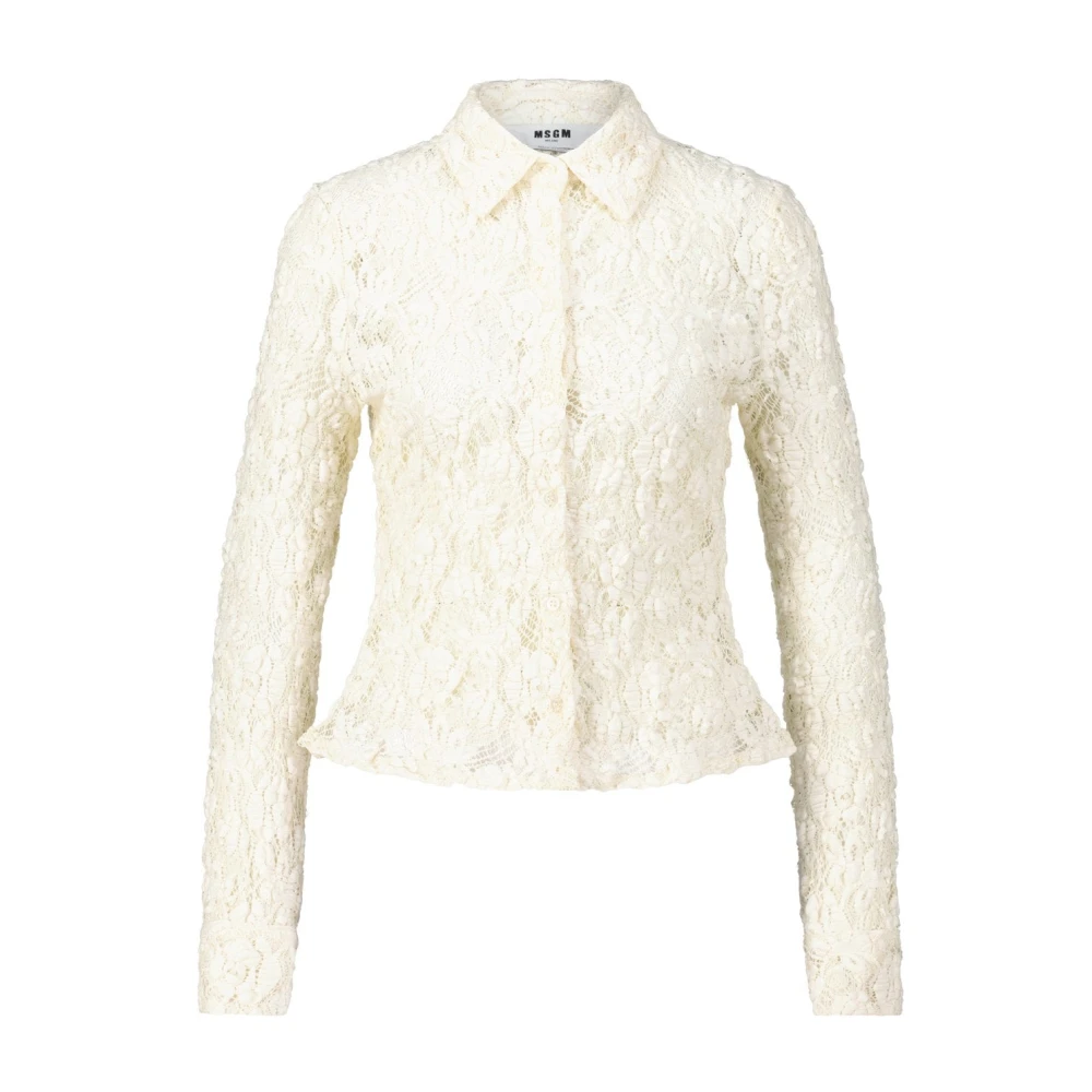 Msgm Spetsblus Elegant stil Beige, Dam