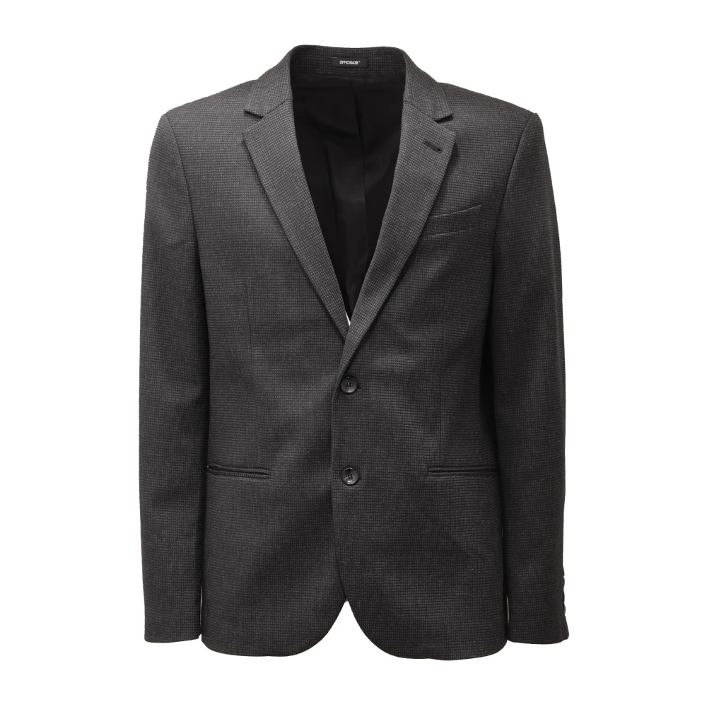 Officina36 Men's Black Jersey Mix Wool Jacket - Blazers - M - Jackets