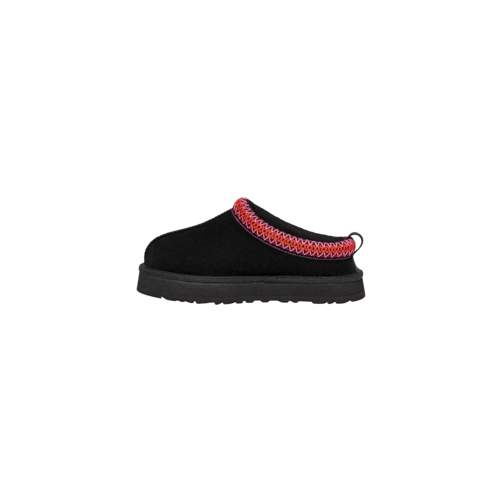 Ugg Women's Black Slippers, 4 Uk, Leather Rubber Sole Slippers