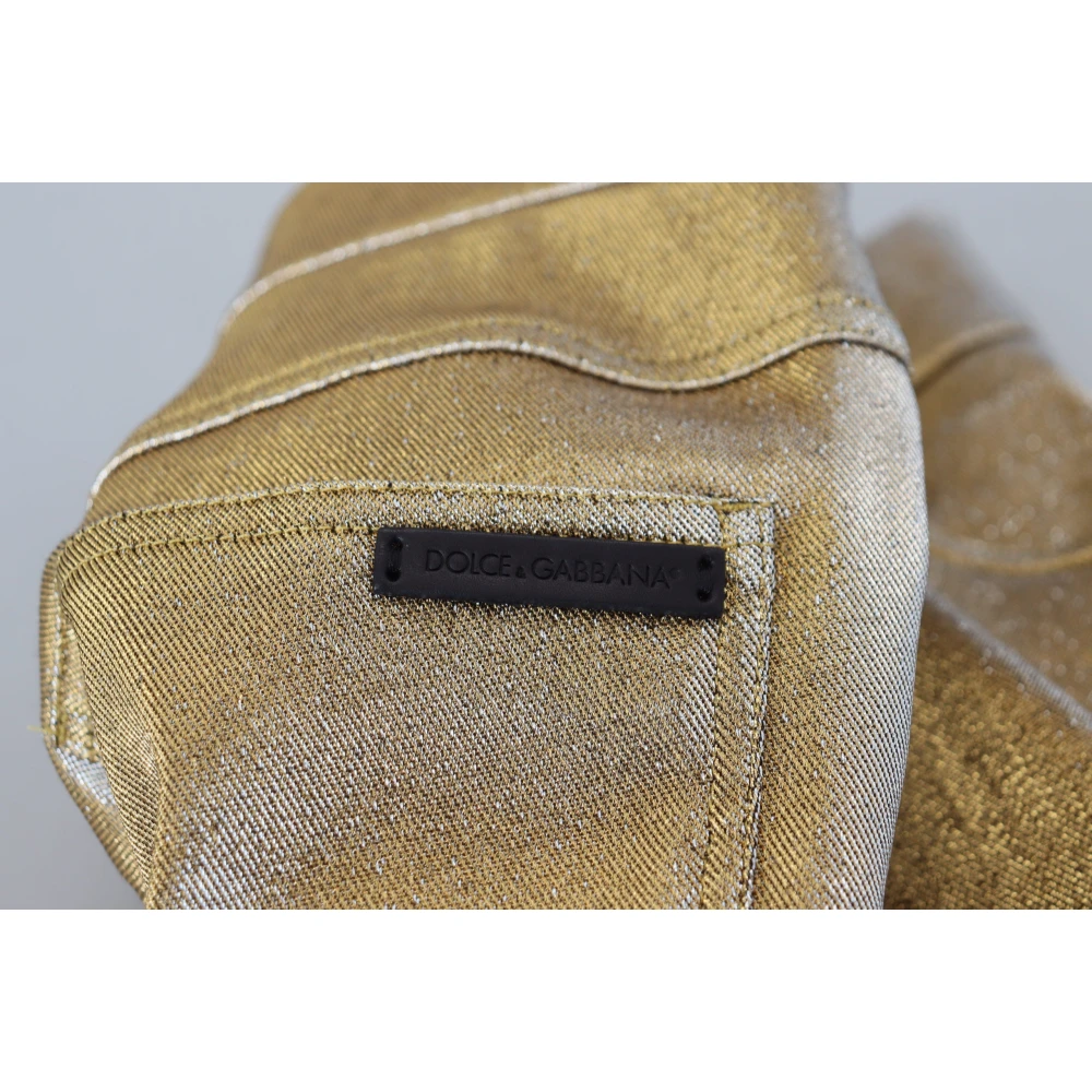 Dolce & Gabbana Gouden Hoge Taille Skinny Denim Broek Yellow Dames