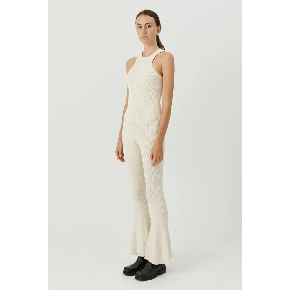 Soulland Mouwloze Ribgebreide Top White Dames