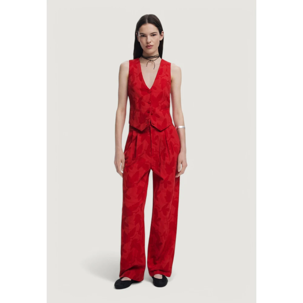 Desigual Rode Knoop Broek Lente Zomer Vrouwen Red Dames