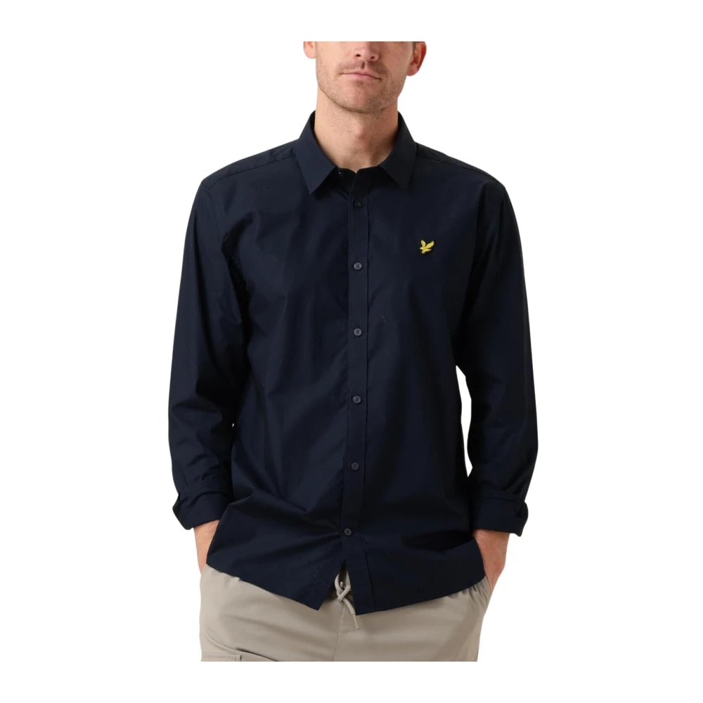 Lyle & Scott Blauwe Poplin Overhemd Lange Mouw Blue Heren