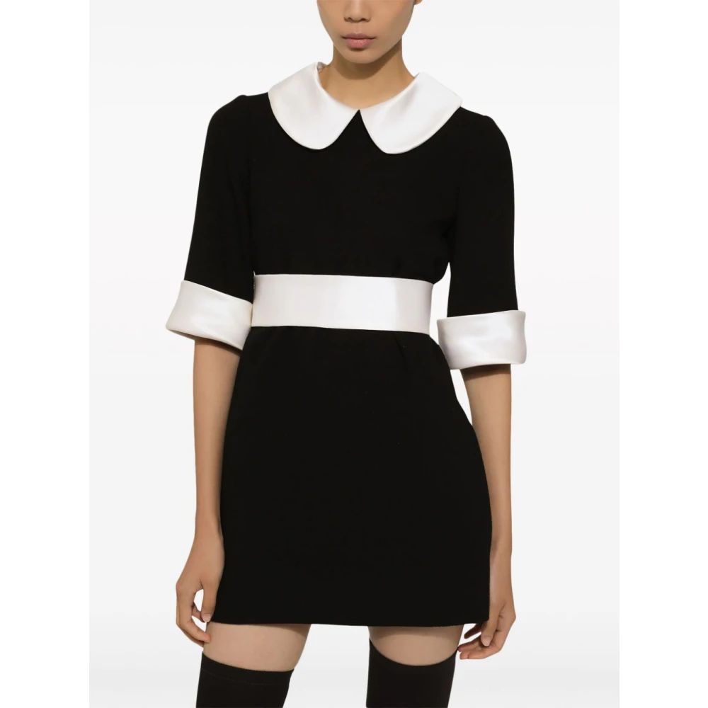 Dolce & Gabbana Zwarte wollen crêpe overhemdjurk Black Dames
