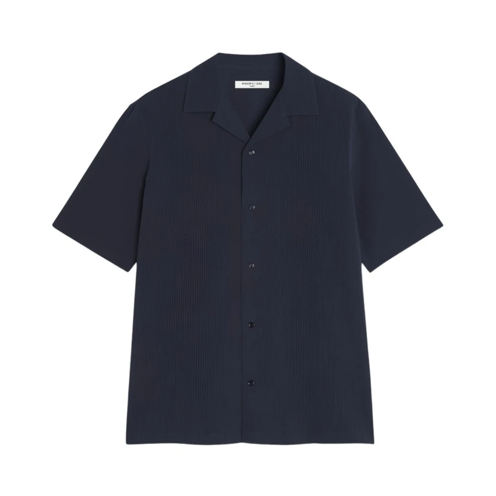 Maison Kitsuné Men's Blue Short Sleeve Shirts, L, Short Sleeve Button Shirt