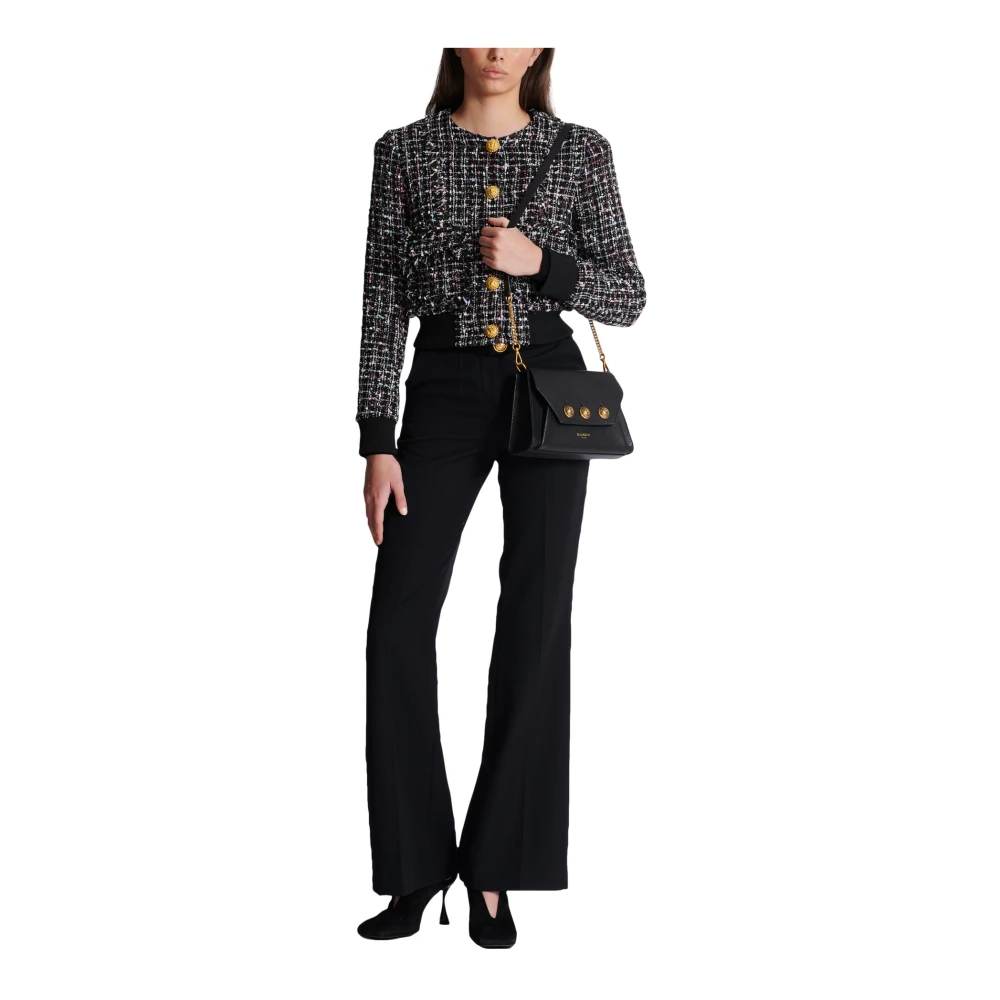 Balmain Tweed Jas met Knopen Black Dames