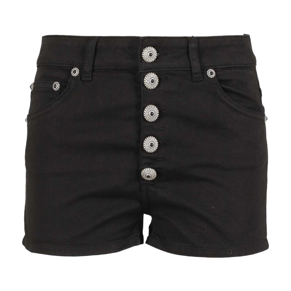 Dondup Women's Black Denim Shorts, W25, Jewel Botanical Elegance Denim Shorts