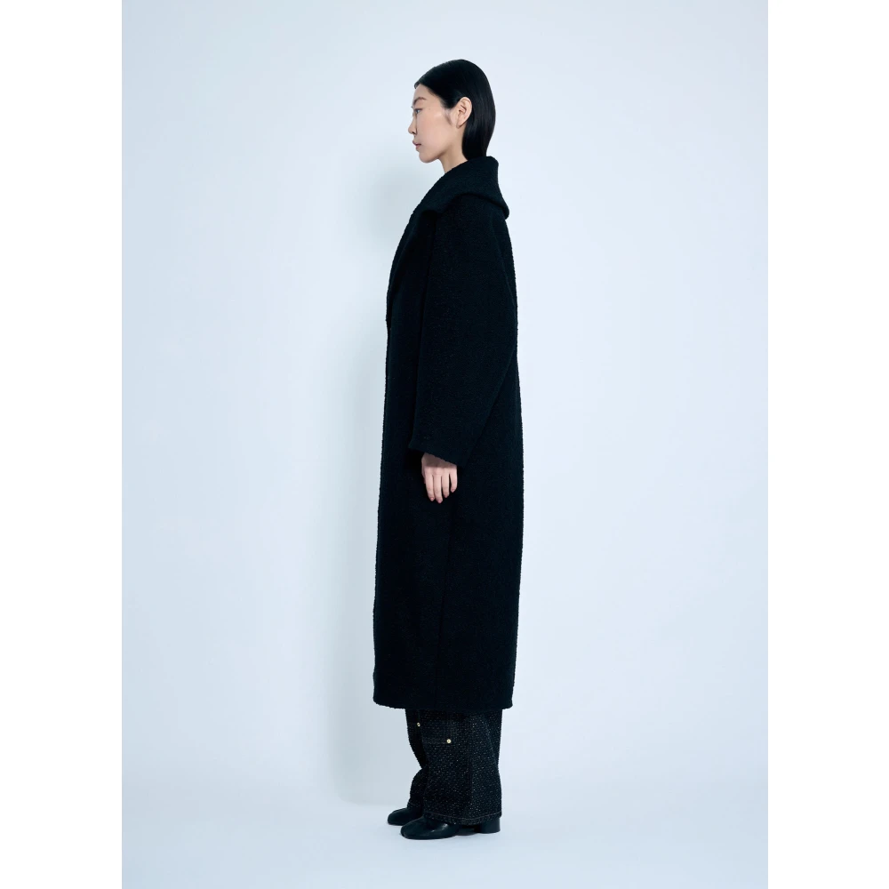 Ganni Bouclé Wollen Jas Black Dames