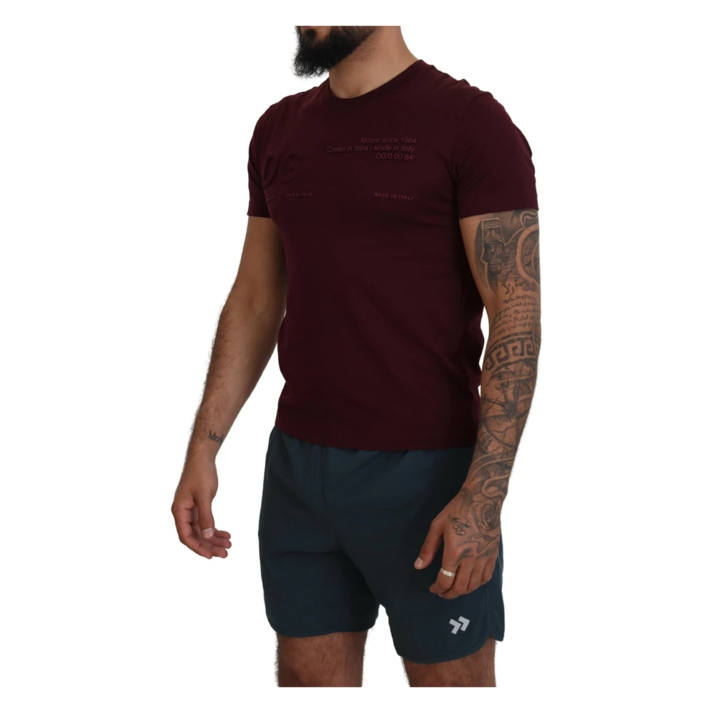 Dolce & Gabbana Maroon Bedrukt Kortemouwen Heren T-shirt Red Heren