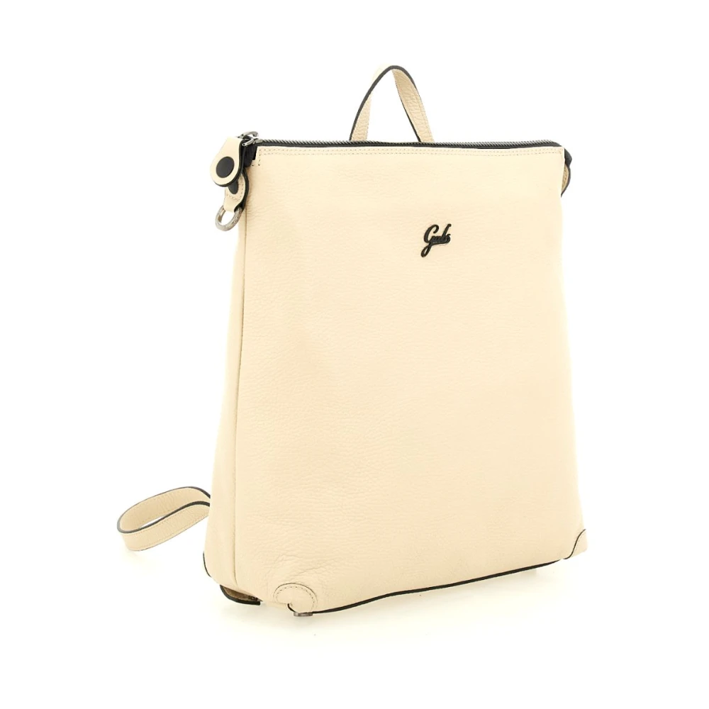 Gabs Elegante Leren Rugzak met Ritssluiting Beige Dames