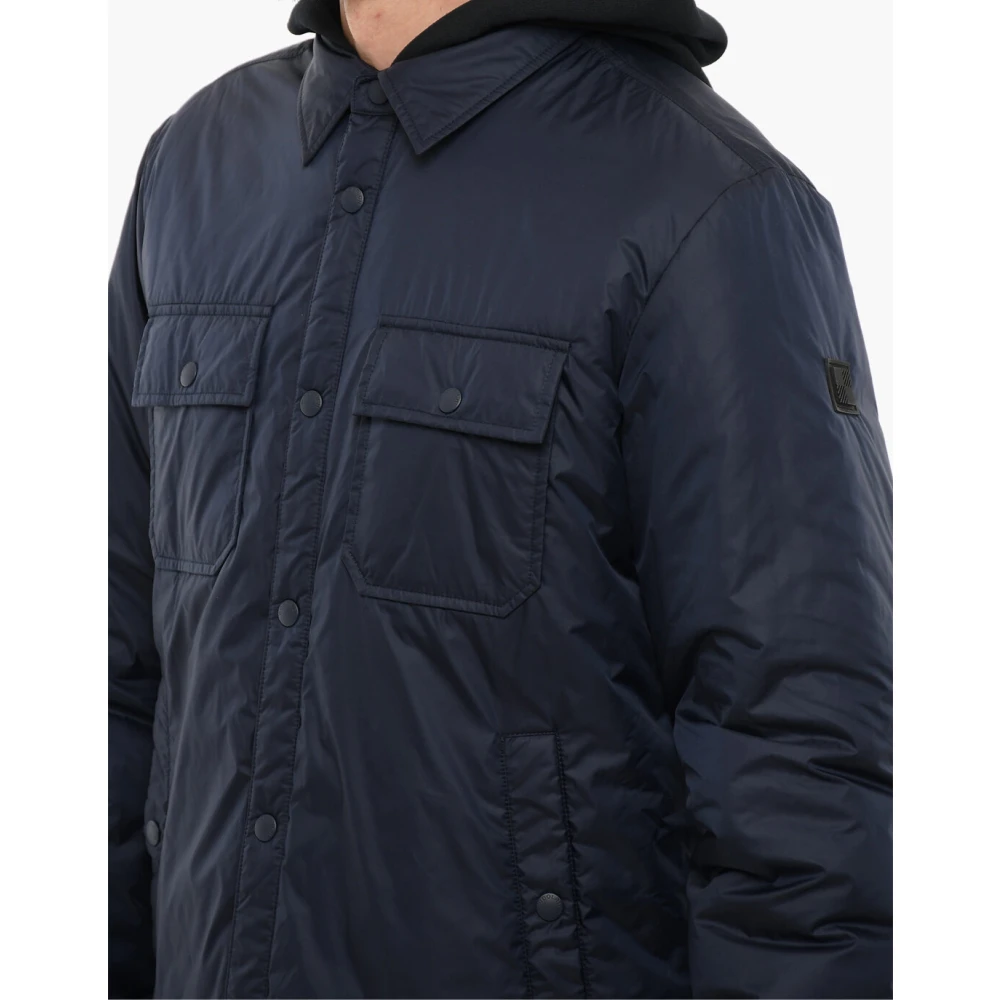 Woolrich Blauwe Gewatteerde Jas Rits Logo Blue Heren