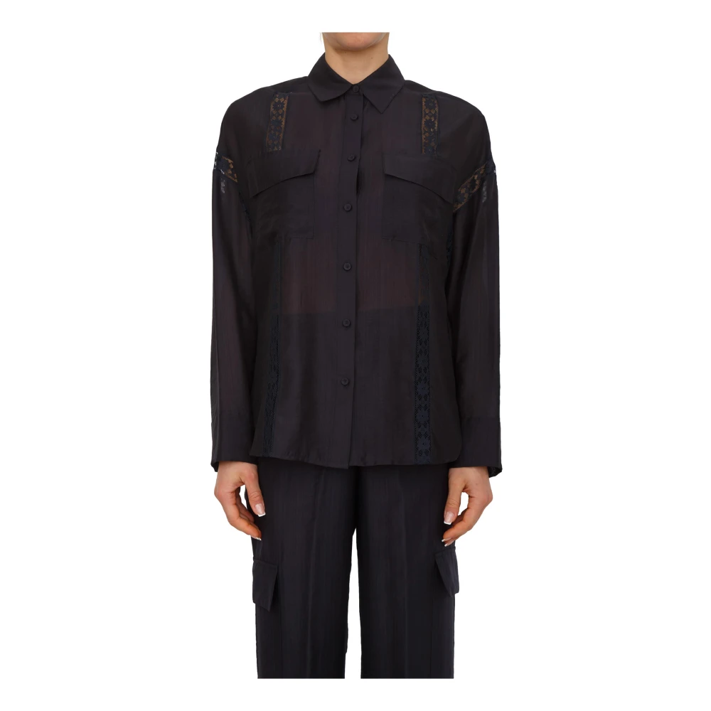 Blugirl Mujer Azul - Camicia Over Lyocell C/Pizzo - Blouses & Shirts - L - Camicia Over Lyocell C/Pizzo