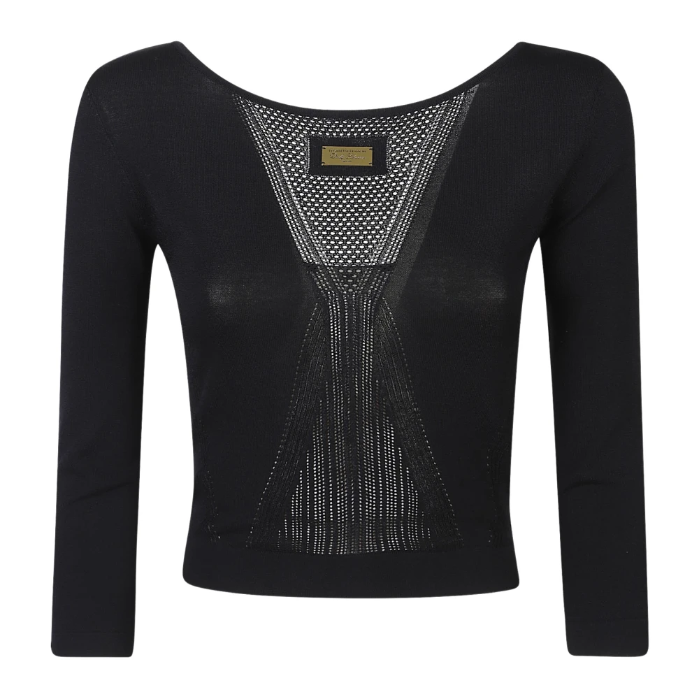 Elisabetta Franchi Women's Black Maglia Tricot - Round-Neck Knitwear - Xs - Knitwear