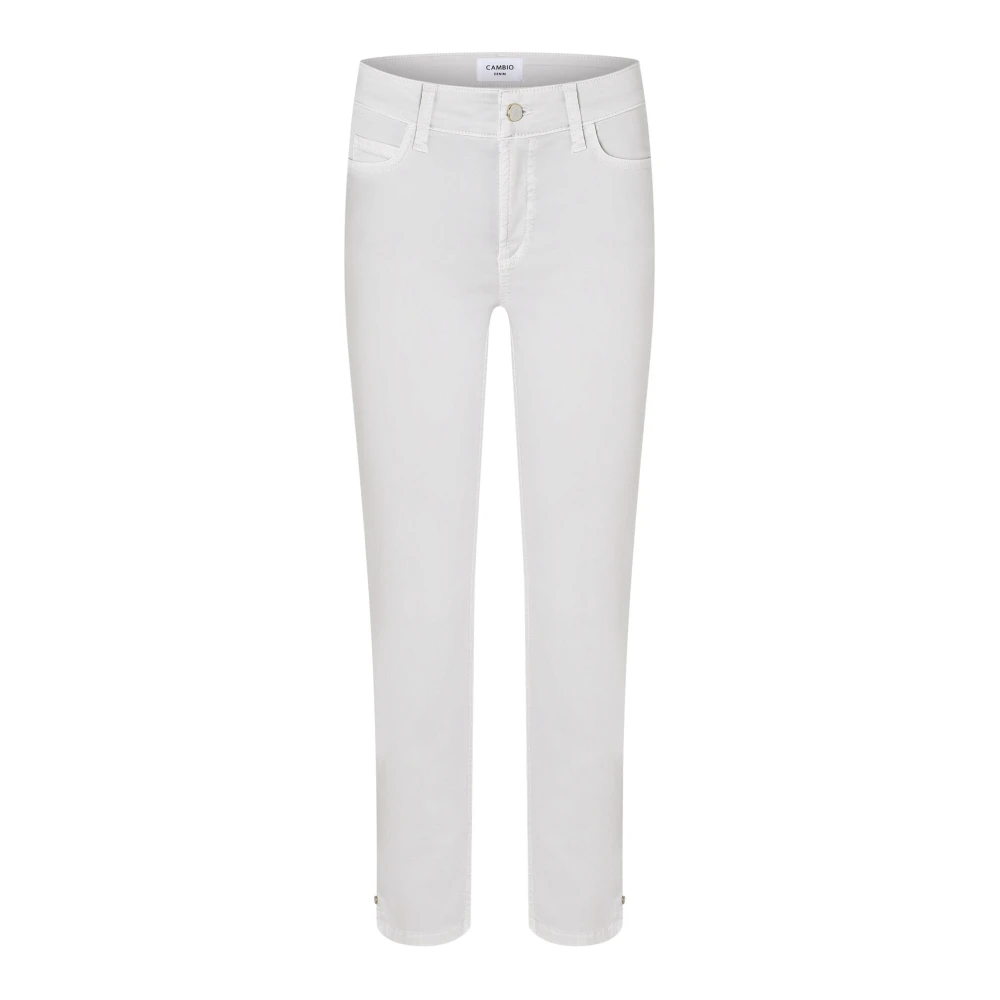 CAMBIO Zachte Cropped Broek met Splitten Piper Short Kit White Dames