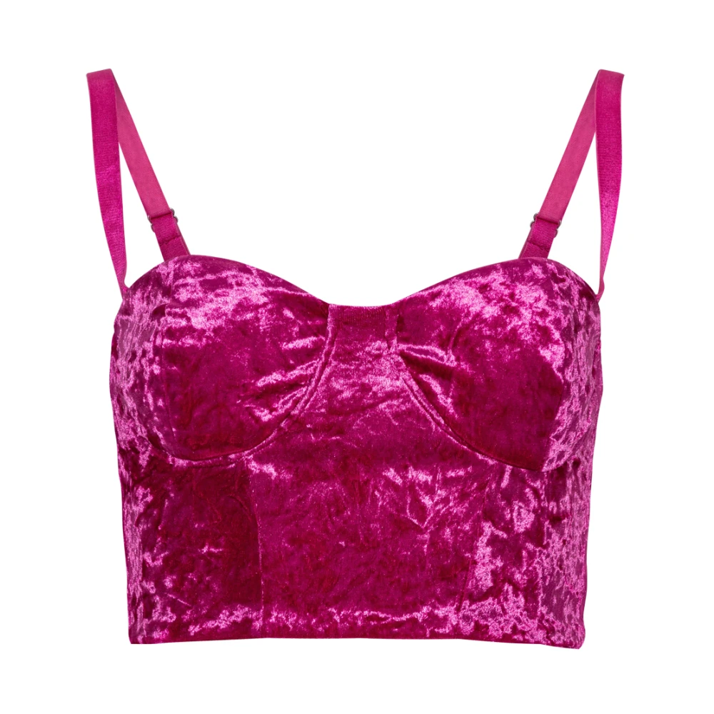 Rotate Birger Christensen Roze Crushed Velvet Bustier Top Pink Dames