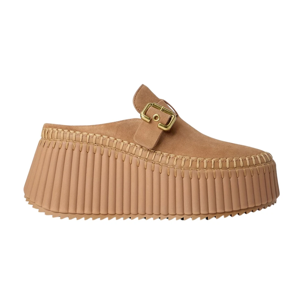 Chloé Brown Nama Wedge Mules - Female - Wedges - 8 Uk - Shoes
