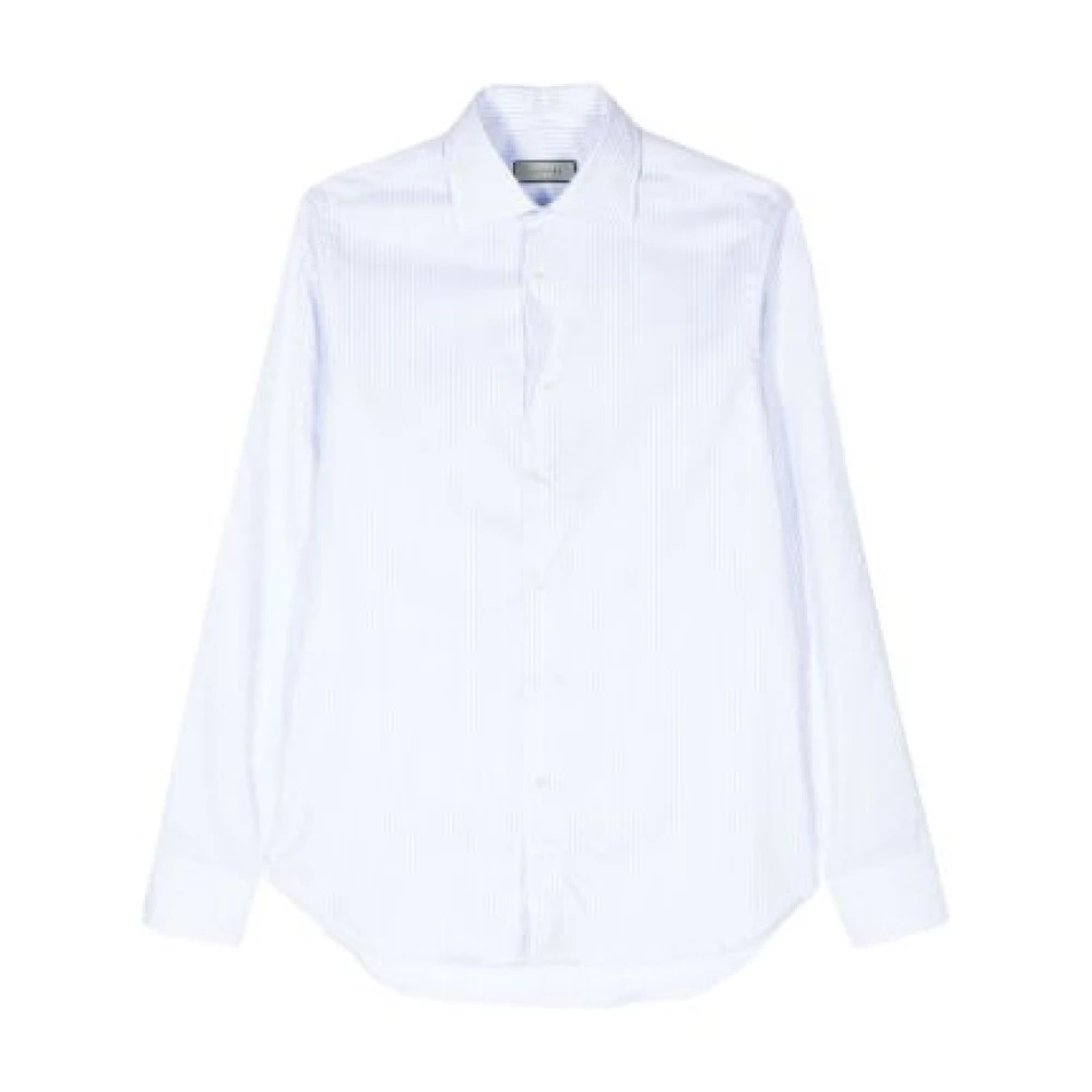 Canali Lichtblauw en wit gestreept overhemd White Heren