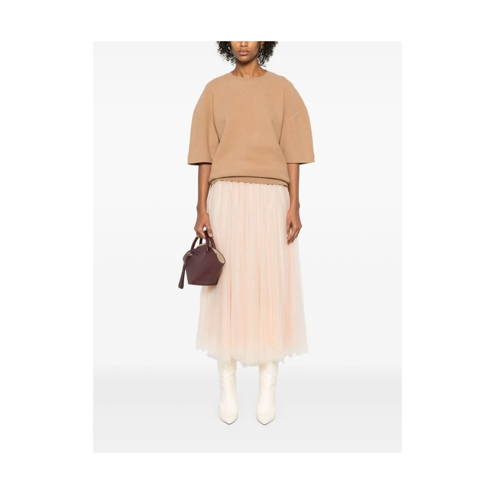 Fabiana Filippi Perzikroze Rok met Elastische Tailleband Pink Dames