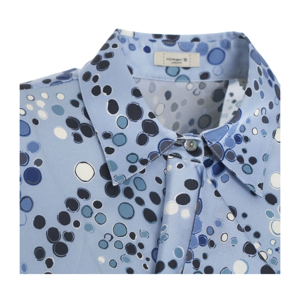 Himon's Blauwe Ruches Blouse Elegante Dots Blue Dames