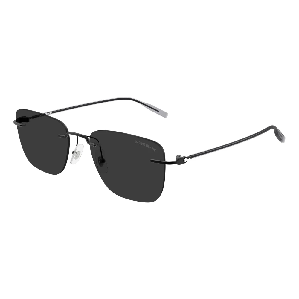 Montblanc Men's Black Rectangular Sunglasses - Sunglasses - 54 Mm - Accessories