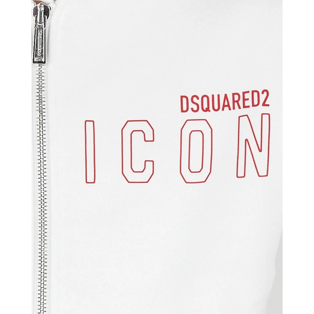 Dsquared2 Logo Zip Hoodie White Heren