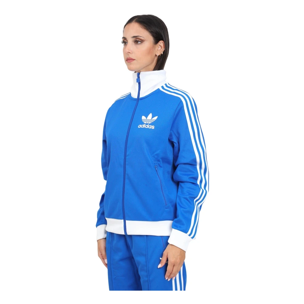 Adidas Originals Blå Beckenbauer Dragkedja Sweatshirt Kvinnor Blue, Dam