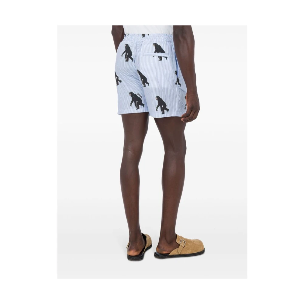 Moschino Blauwe Streepdruk Katoenen Broek Blue Heren