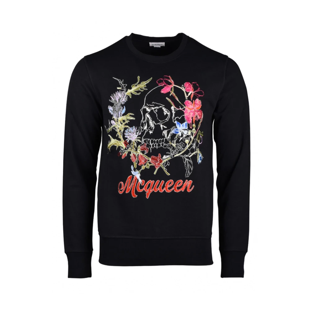 Alexander mcqueen Zwarte Sweatshirt met Geborduurd Logo voor Heren Black Heren