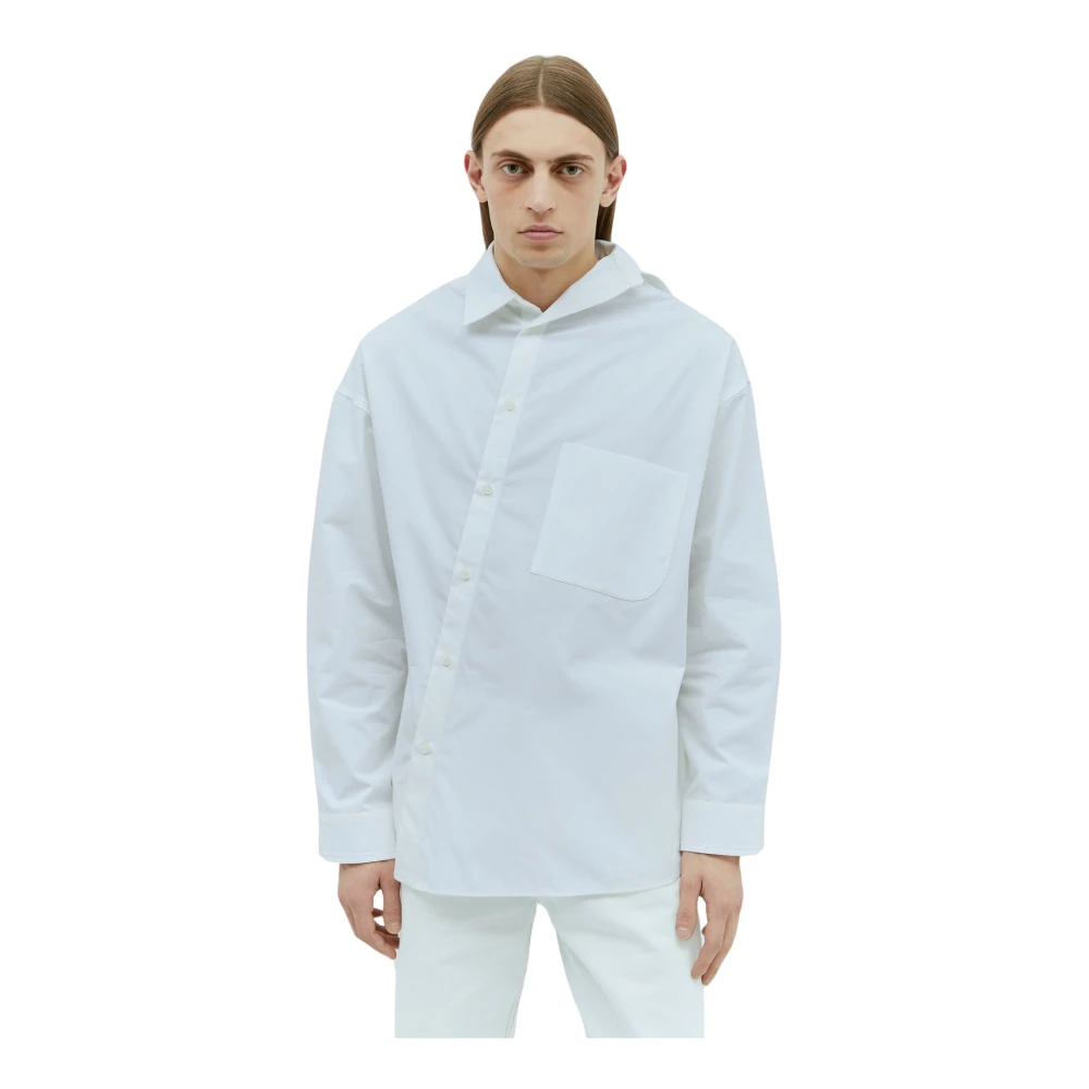 Jacquemus Asymmetrische shirt White Heren