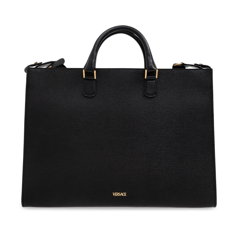 Versace Leren aktetas 'Medusa Biggie' Black Heren