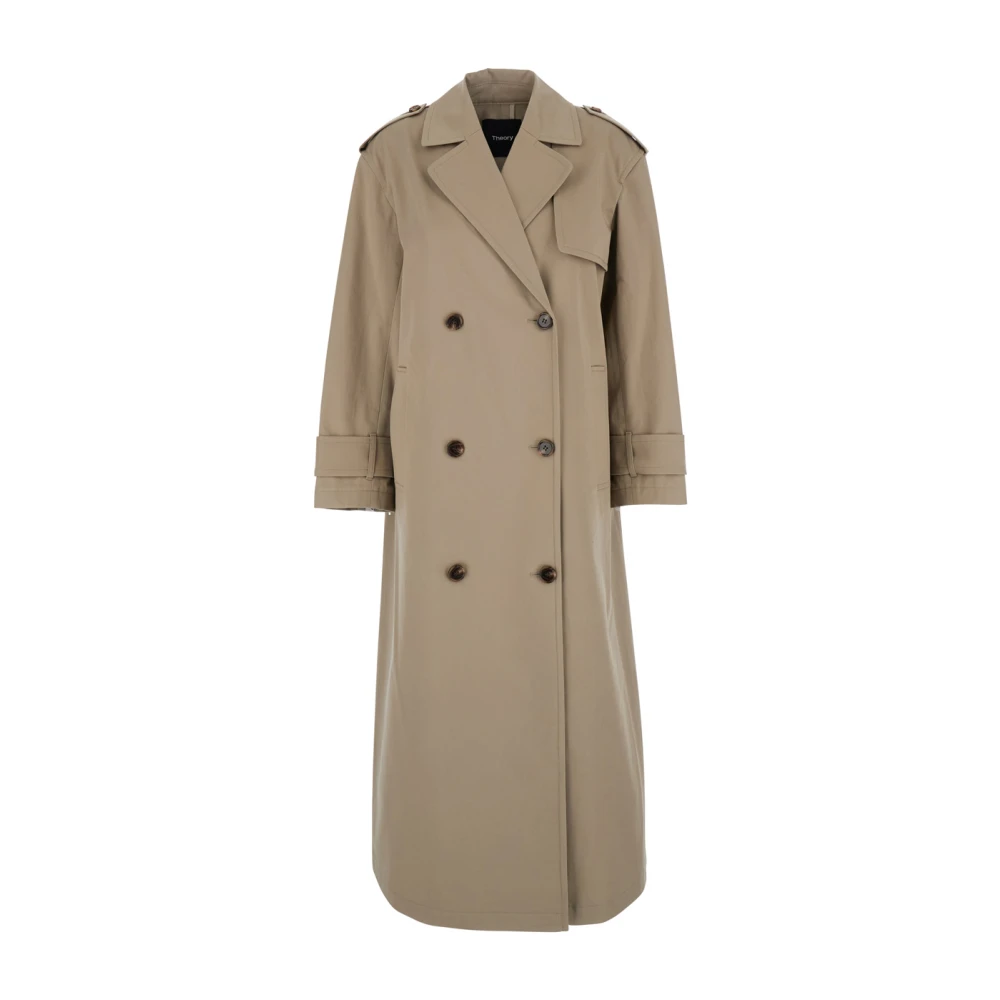 Theory Beige Trenchcoat met Notched Revers Beige Dames