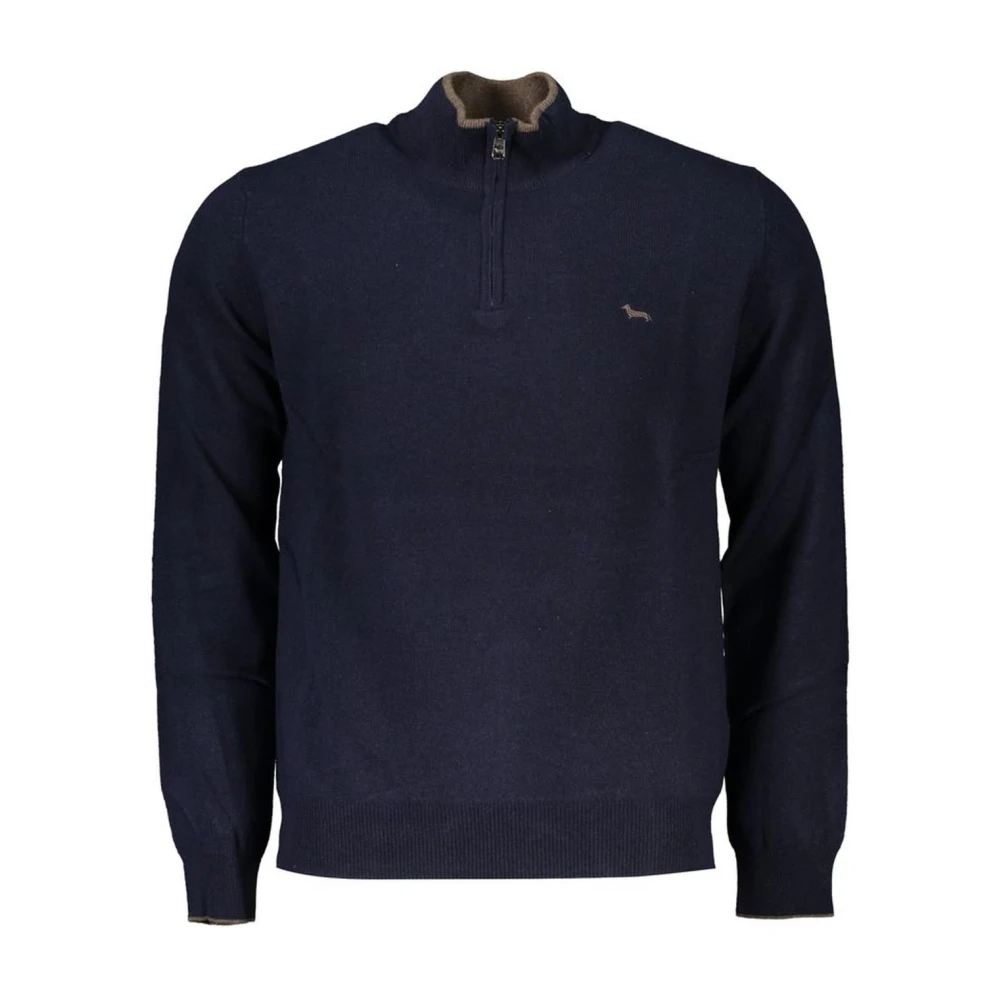 Harmont & Blaine Men's Blue Turtlenecks,, Half-Zip Jumper With Contrast Embroidery & Logo Detail 2XL