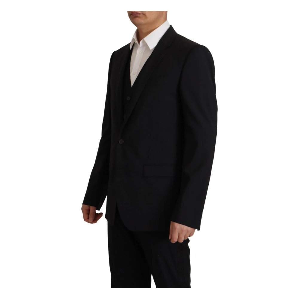 Dolce & Gabbana Stijlvolle Zwarte Blazer met Vest Black Heren