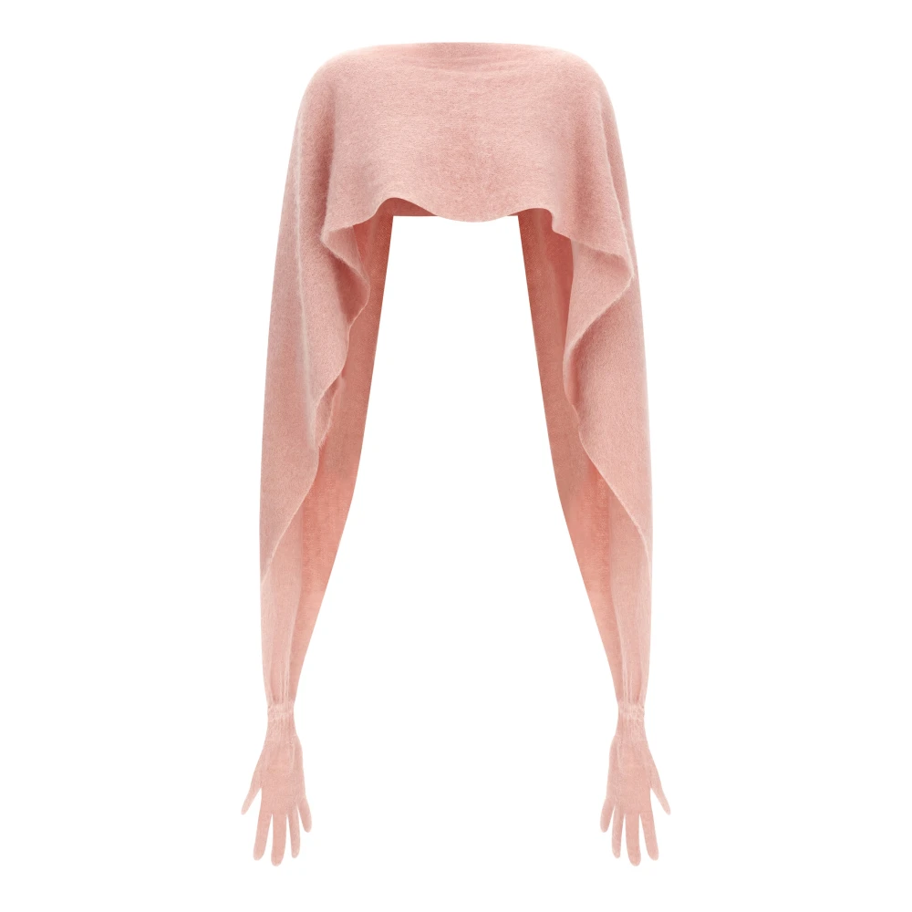 Moschino Pink Ponchos, Female, One Size, Gauze Mohair Blend Cape With Gloves