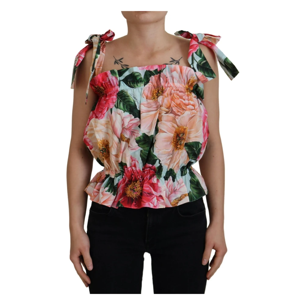 Dolce & Gabbana Women's Multicolor Sleeveless Tops,, Sleeveless Floral Tank Top Small