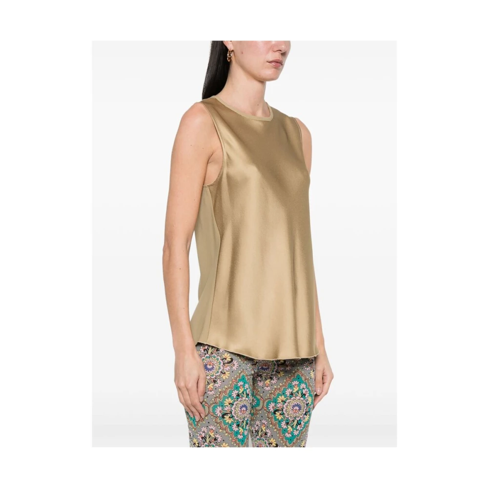 Forte Bruine Teardrop Crew Neck Mouwloze Top Brown Dames