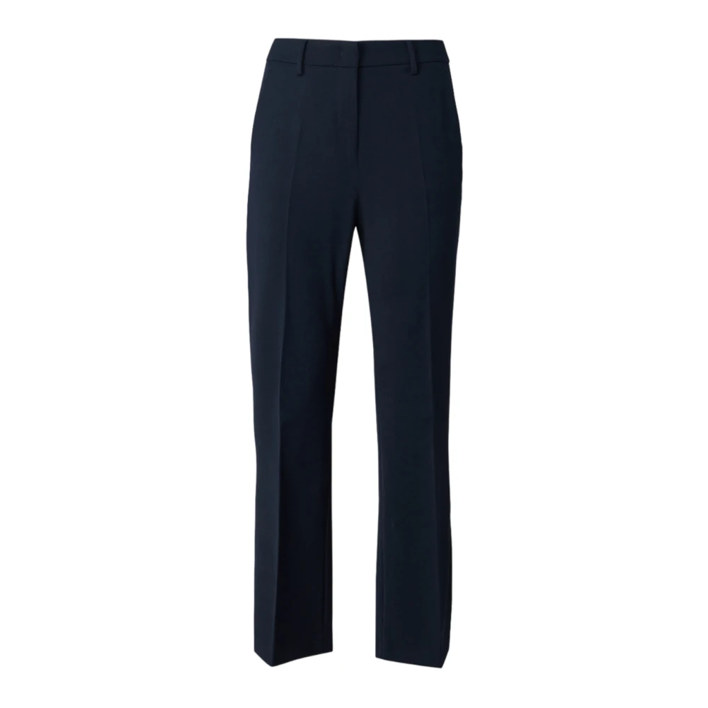 Max Mara Weekend Straight Leg Wool Blend Trousers Blue Dames