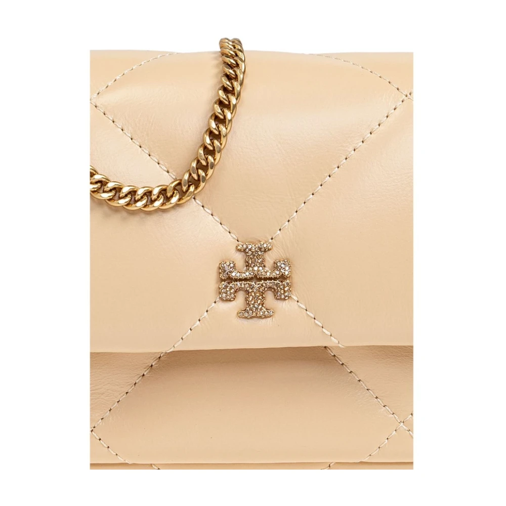 TORY BURCH Diamant Quilt Mini Flap Tas Beige Dames