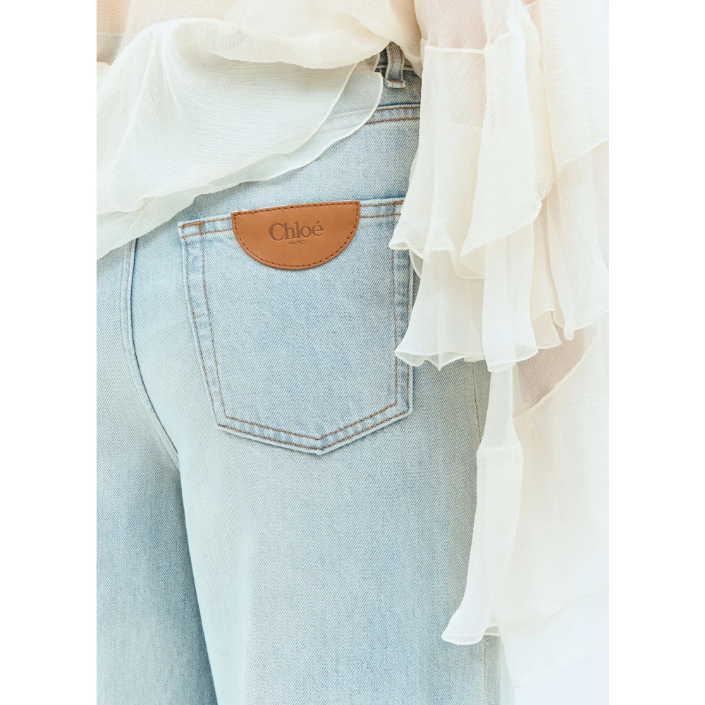 Chloé Gebleekte Wide-Leg Panel Jeans Blue Dames