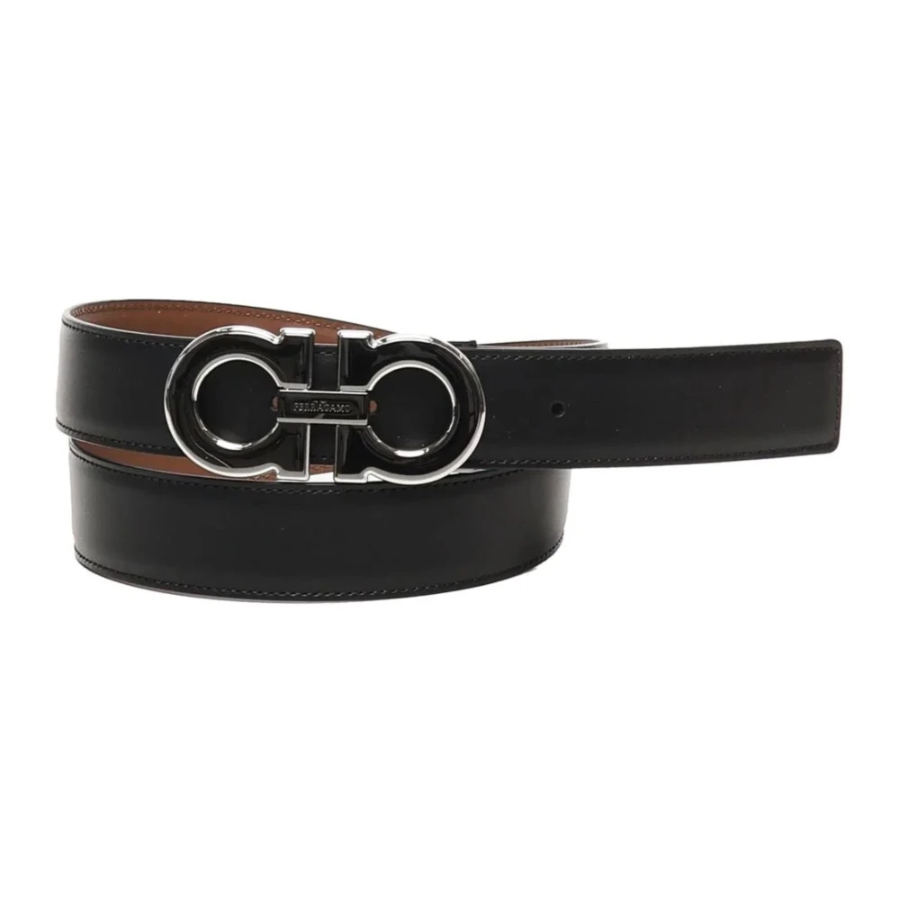 Ferragamo Men's Black Belts, 105 Cm, Reversible Gancini Belt
