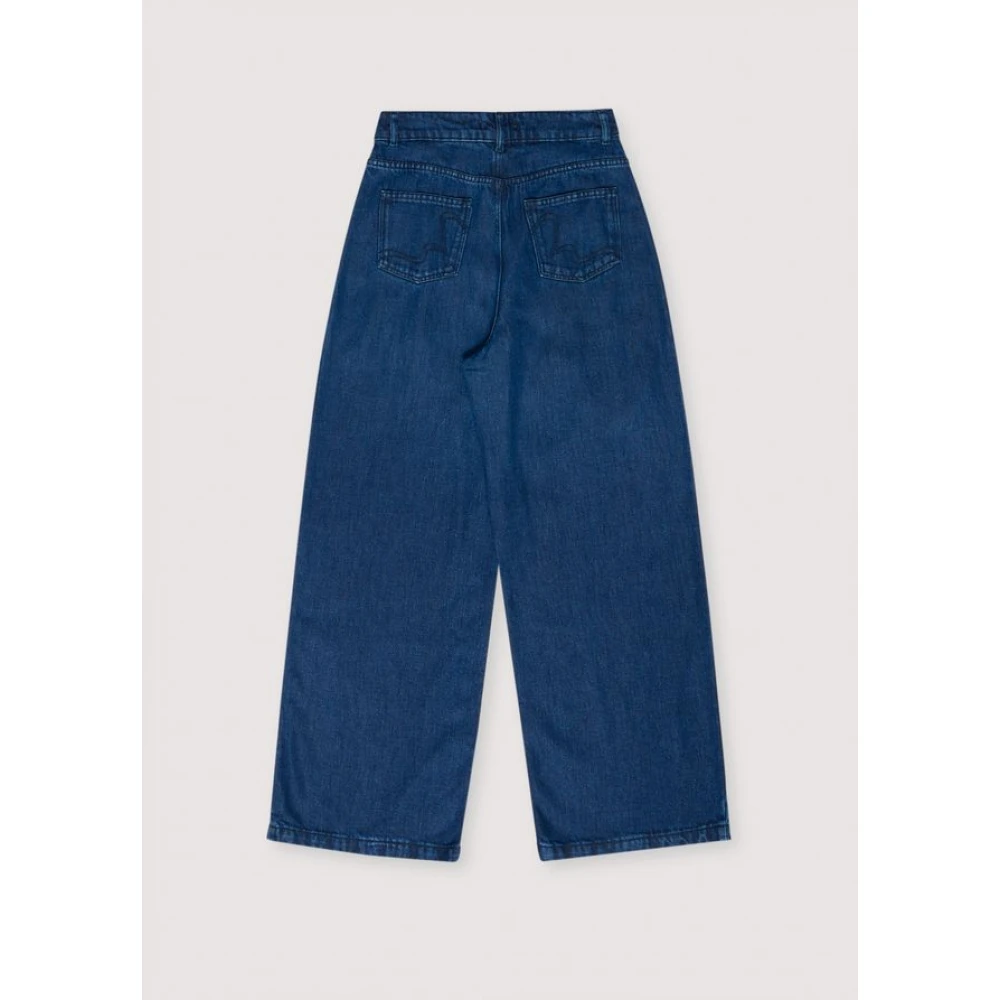 The New Society Lyocell Straight Fit Broek Blue Dames