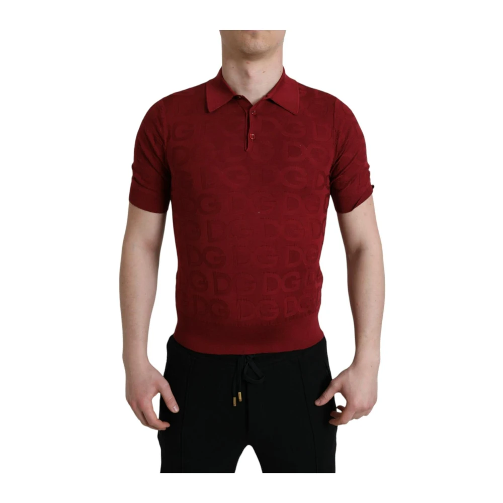 Dolce & Gabbana Red Silk Logo Polo Shirt - Male - Polo Shirts - Brown - Xs - Tops - Image 3